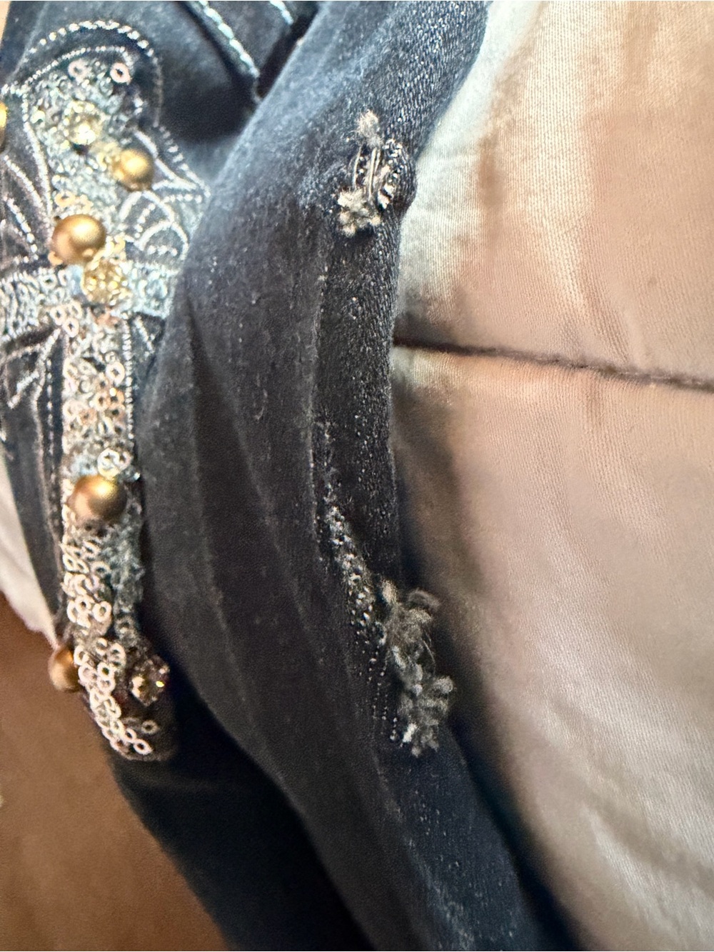 Sky Black Washed Flare Jeans with Faded Detail - Picture 5 of 5